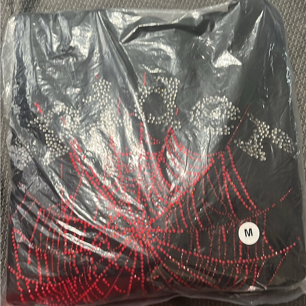 Black and Red rhinestone sp5der hoodie